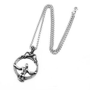 Silver stainless steel magic mirror snake woman goth punk stunning necklace new